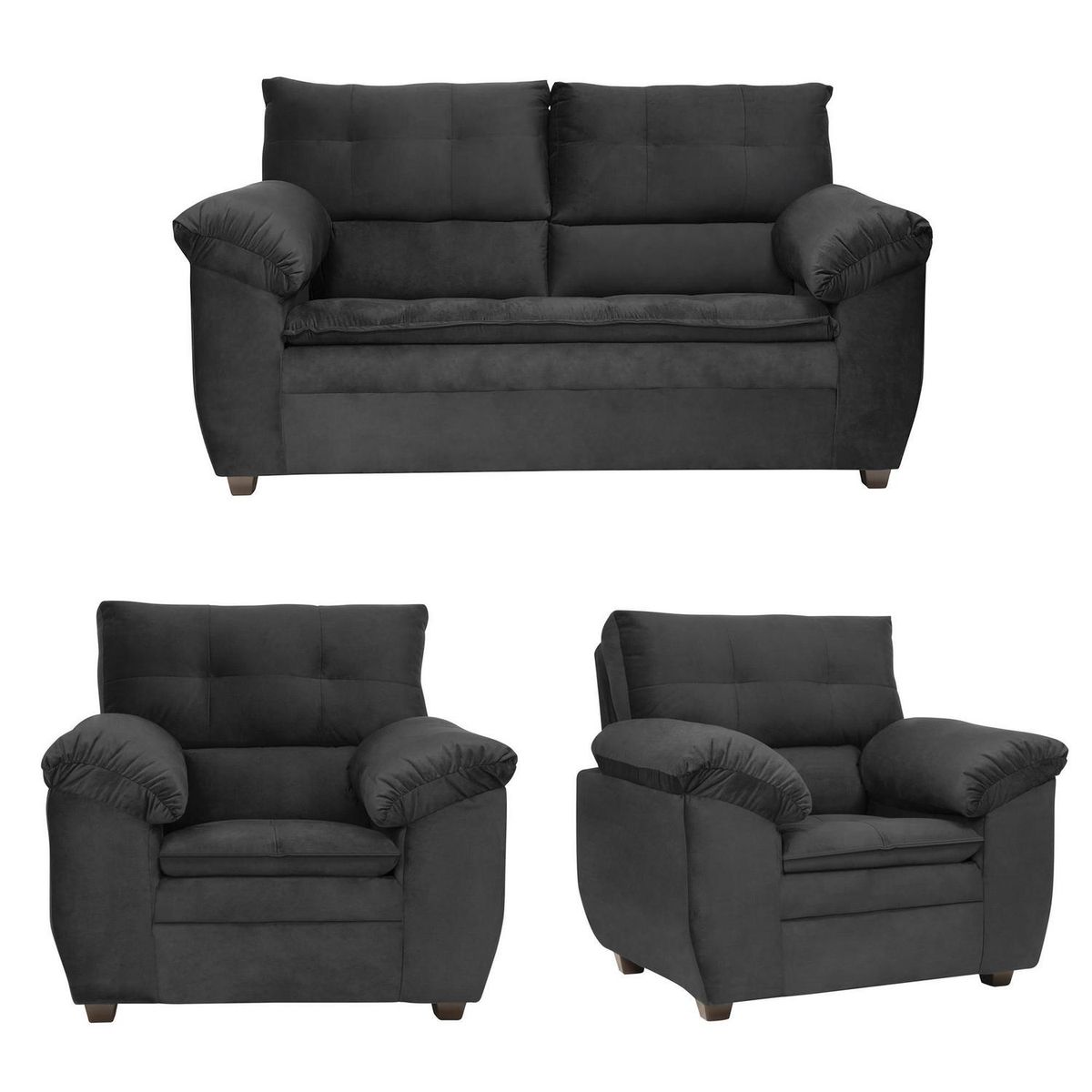 INTERMUEBLES - Living 4 cuerpos LIVERPOOL 154x97x85 cm Negro