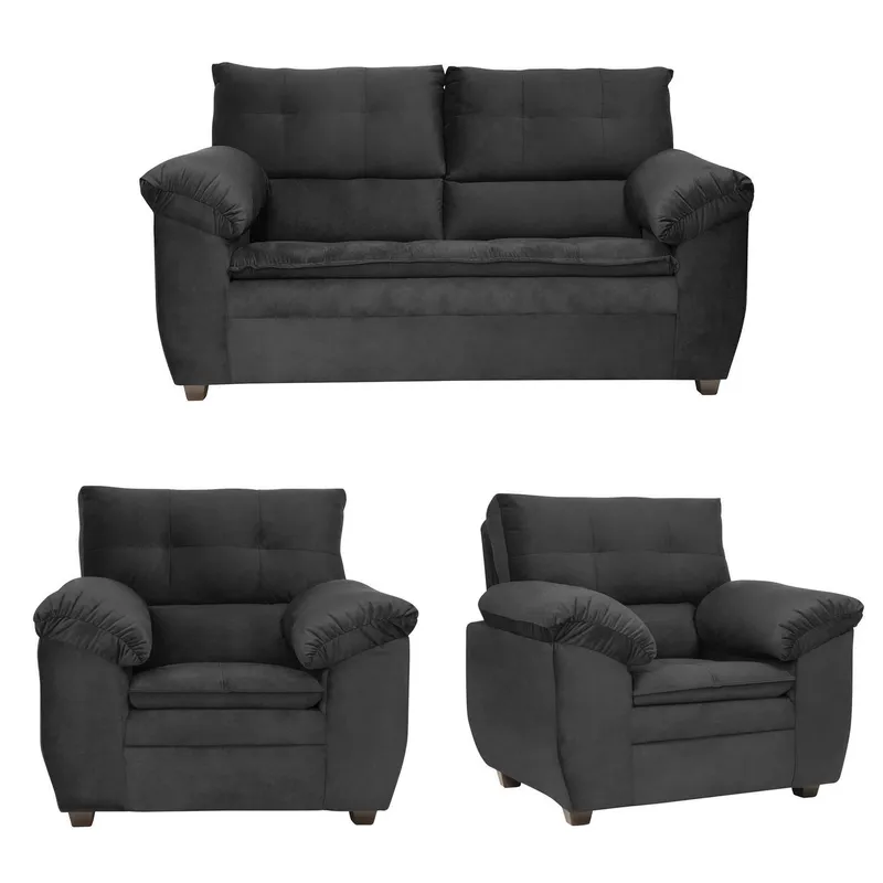 INTERMUEBLES - Living 4 cuerpos LIVERPOOL 154x97x85 cm Negro