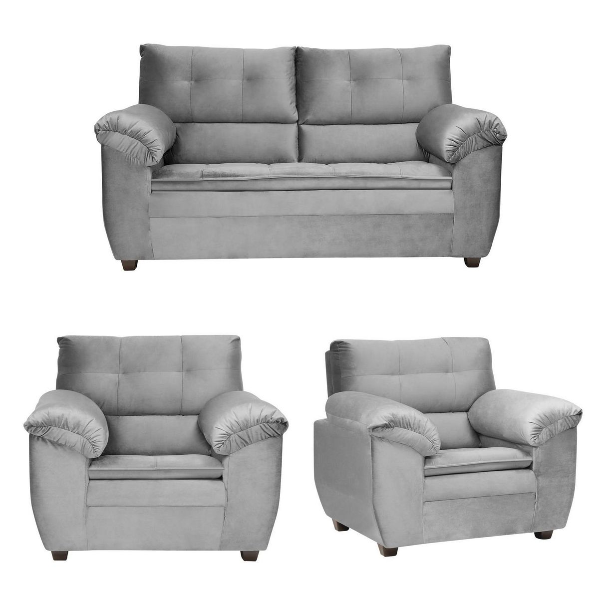 INTERMUEBLES - Living 2 cuerpos LIVERPOOL 154x97x85 cm Gris oscuro