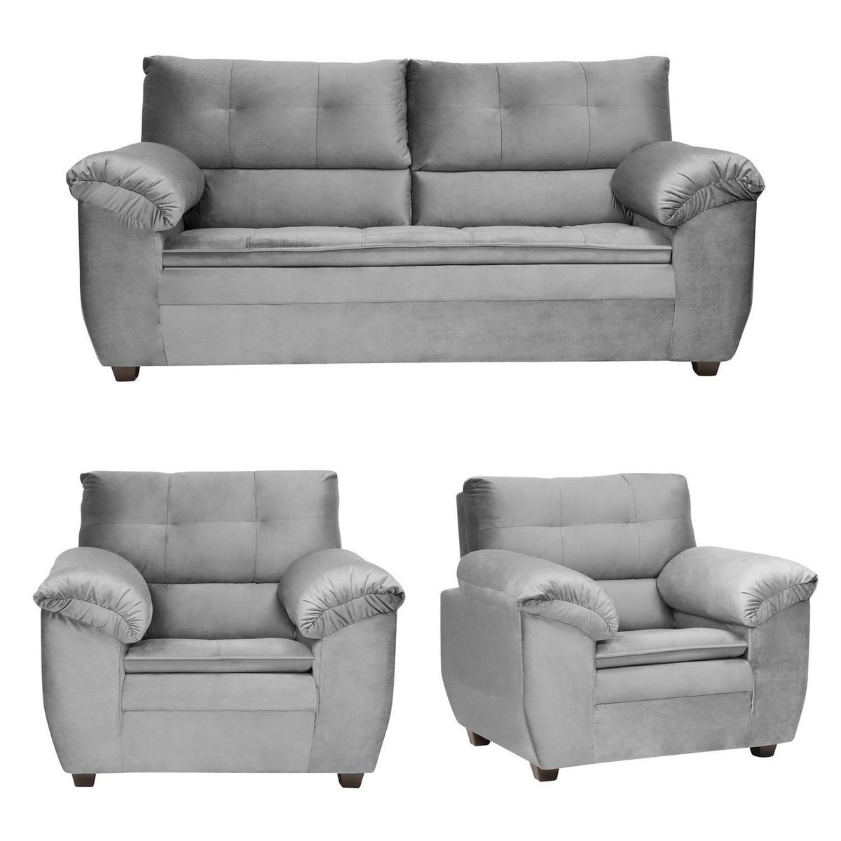 INTERMUEBLES - Living 5 cuerpos LIVERPOOL 215x97x85 cm Gris oscuro