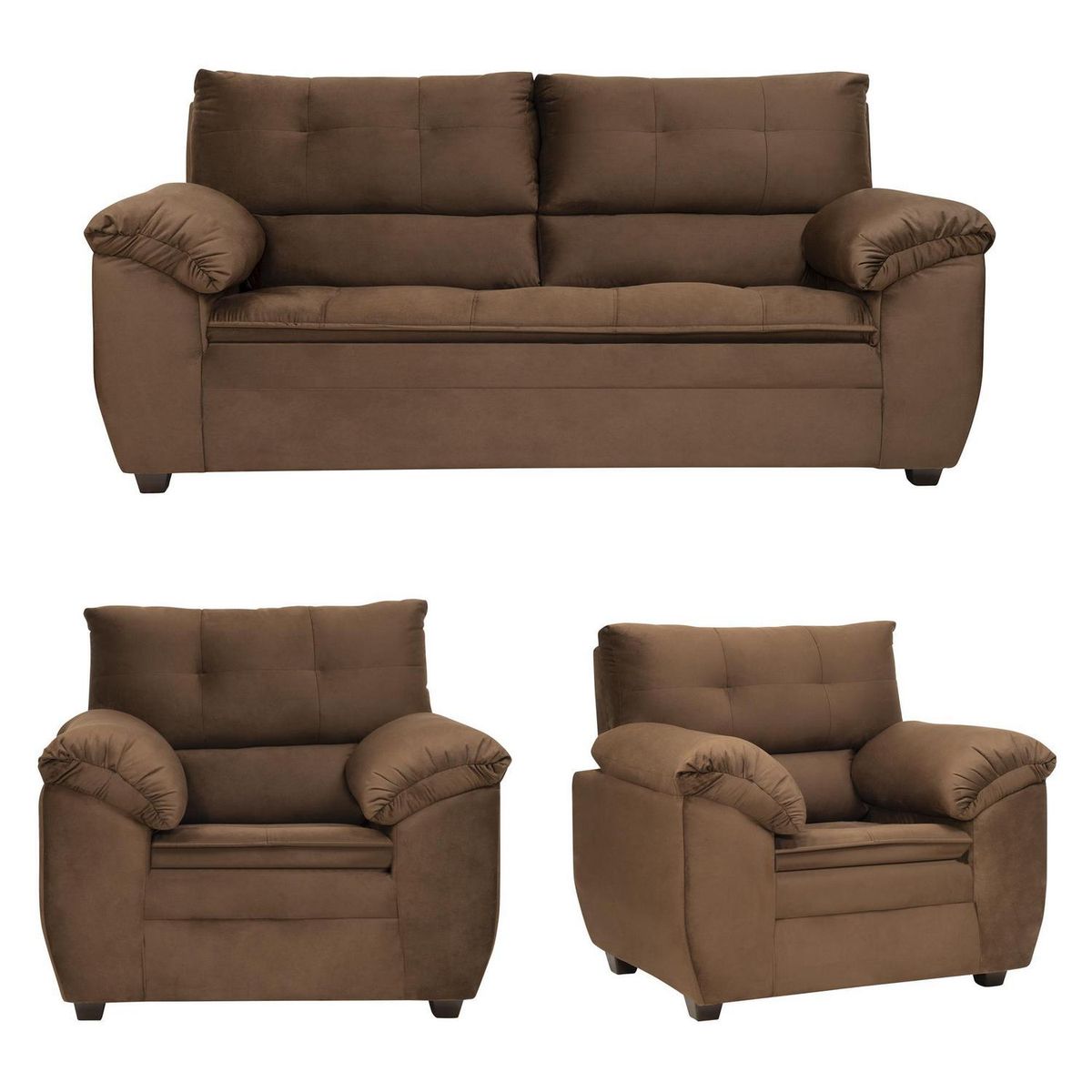 INTERMUEBLES - Living 3 cuerpos LIVERPOOL 215x97x85 cm Chocolate