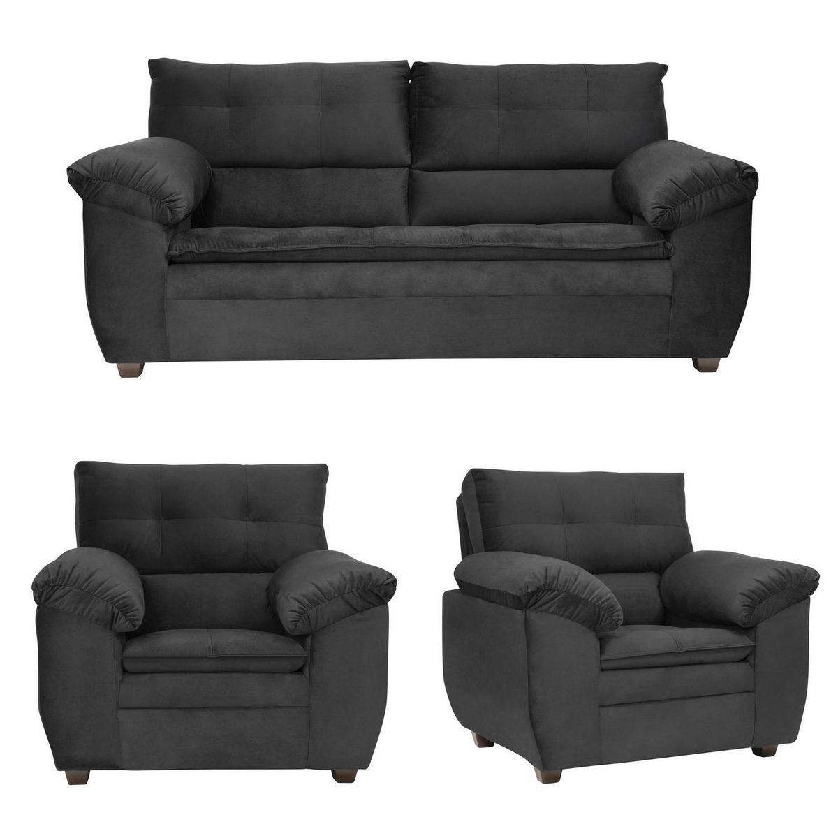 INTERMUEBLES - Living 3 cuerpos LIVERPOOL 215x97x85 cm Negro