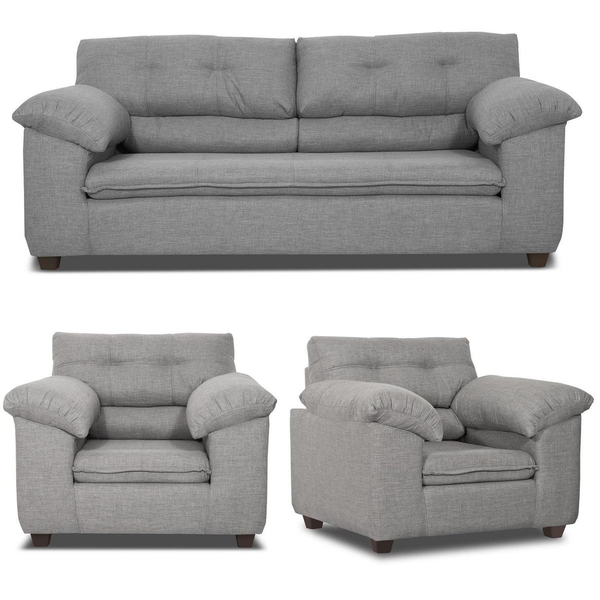 INTERMUEBLES - Living 3 cuerpos LIVERPOOL 215x97x85 cm Gris claro