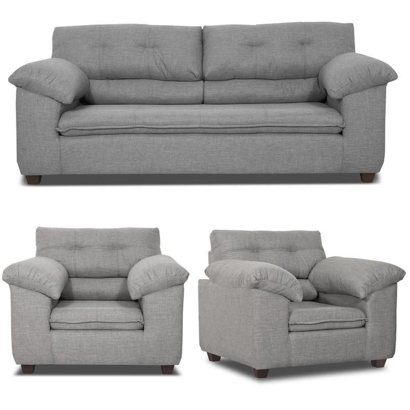 INNOVAMUEBLES - Living 3 cuerpos LIVERPOOL 215x97x85 cm Gris claro