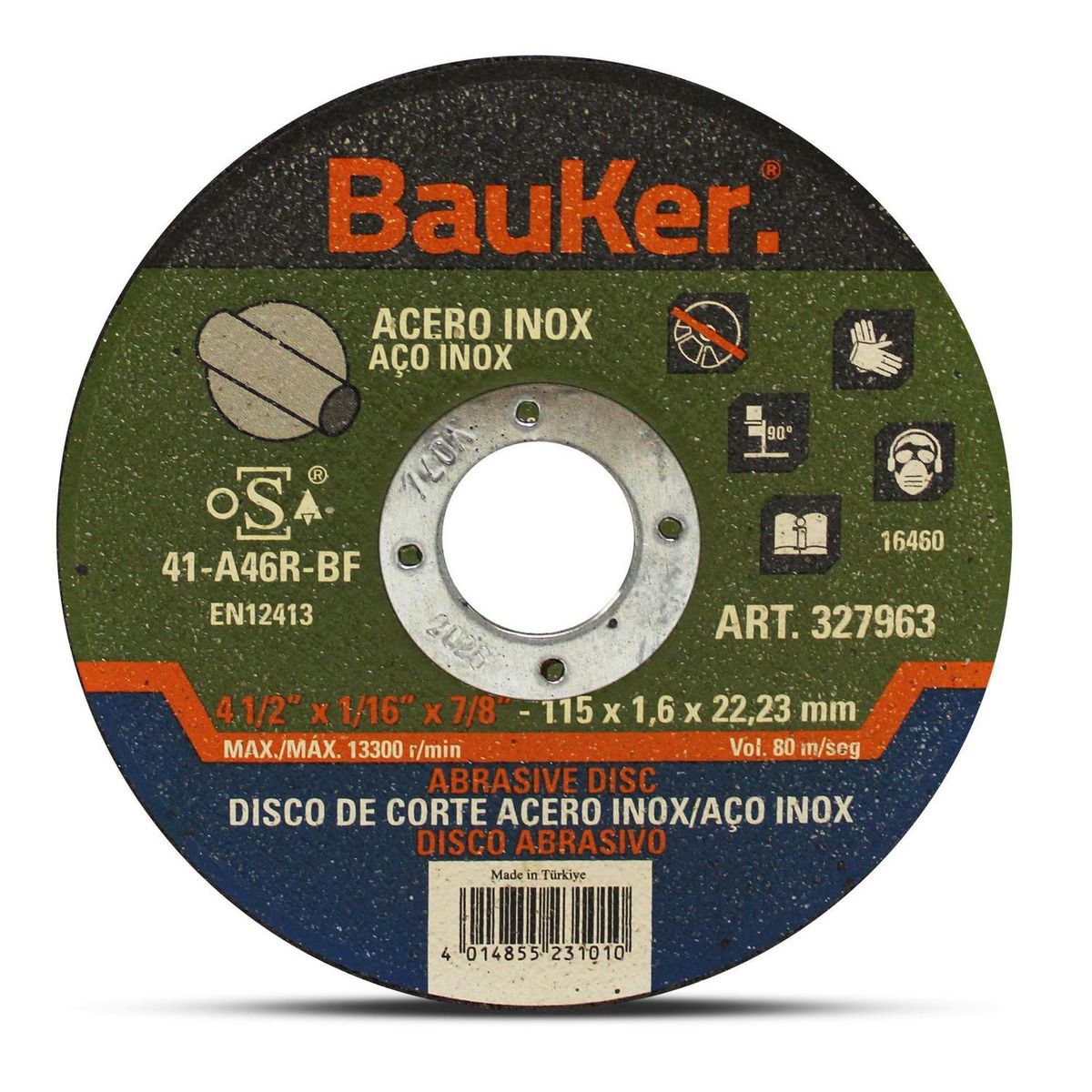 BAUKER - Disco corte acero inox4 1/2" x 1,6 mm