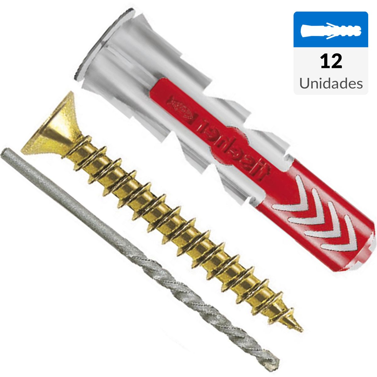 FISCHER - Tarugo Duopower 6mm + Tornillo 4.5x35mm + Broca de 6mm 12 unidades