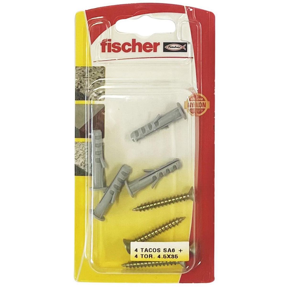 FISCHER - Tarugo Nylon SA6mm + Tornillos 4.5x35mm 4 unidades