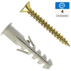 FISCHER - Tarugo Nylon SA5mm + Tornillos 3.5x30mm 4 unidades