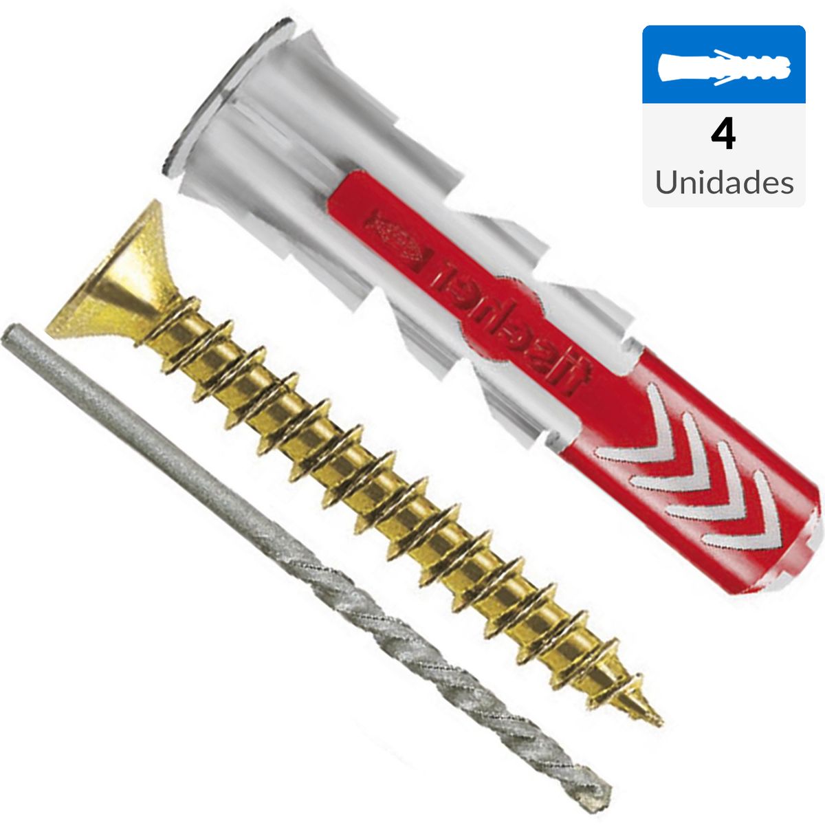 FISCHER - Tarugo Duopower 10mm + Tornillo 6x60mm + Broca de 10mm 4 unidades