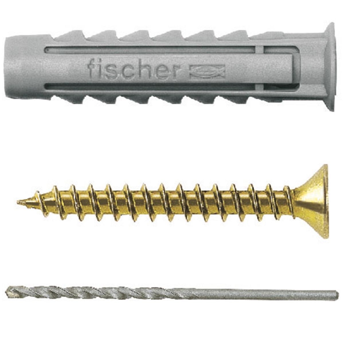 FISCHER - Tarugo Nylon SX10mm + Tornillos 6x60mm 6 unidades + Broca de 10mm
