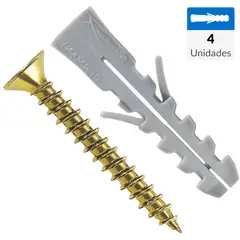 FISCHER - Tarugo Nylon S6mm + Tornillos 4.5x35mm 4 unidades