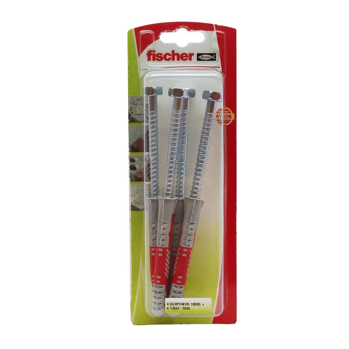 FISCHER - Tarugo Duopower 10mm + Tirafondo 4 unidades