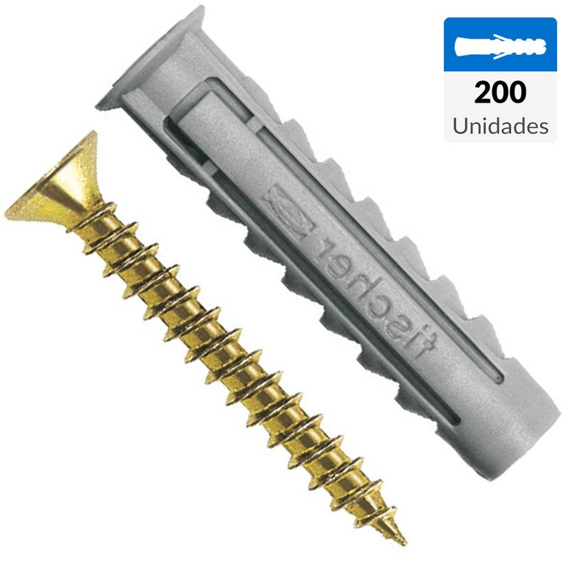 FISCHER - Tarugo Nylon SX8mm + Tornillo 5x45mm 200 unidades