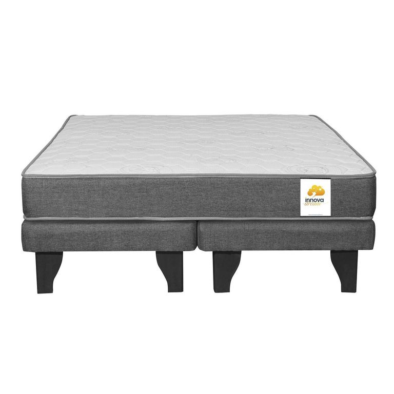 INTERMUEBLES Cama King Europea Confort Silver Gris