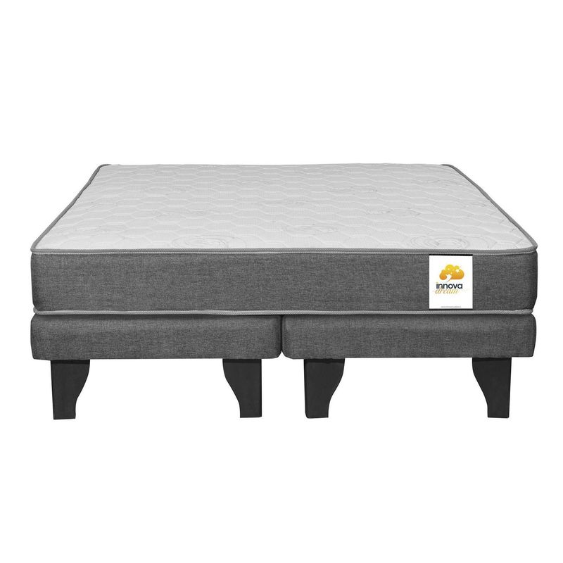 INTERMUEBLES - Cama King Europea Confort Silver Gris