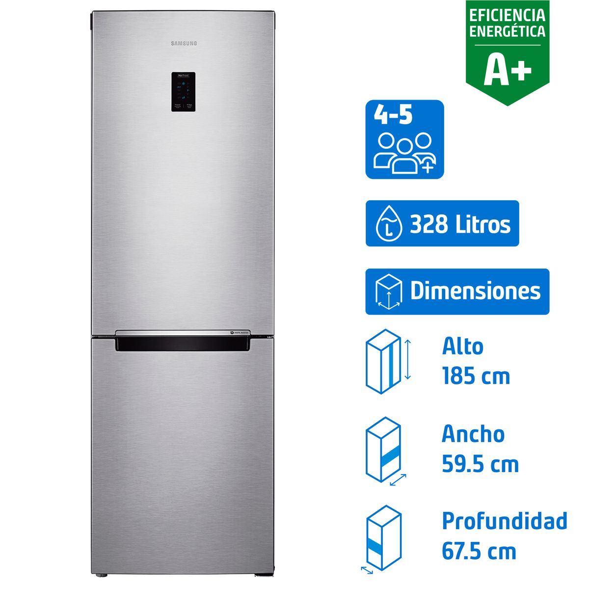 SAMSUNG - Refrigerador Bottom Freezer No Frost 328 Litros Metal Graphite RB33J3230SA/ZS