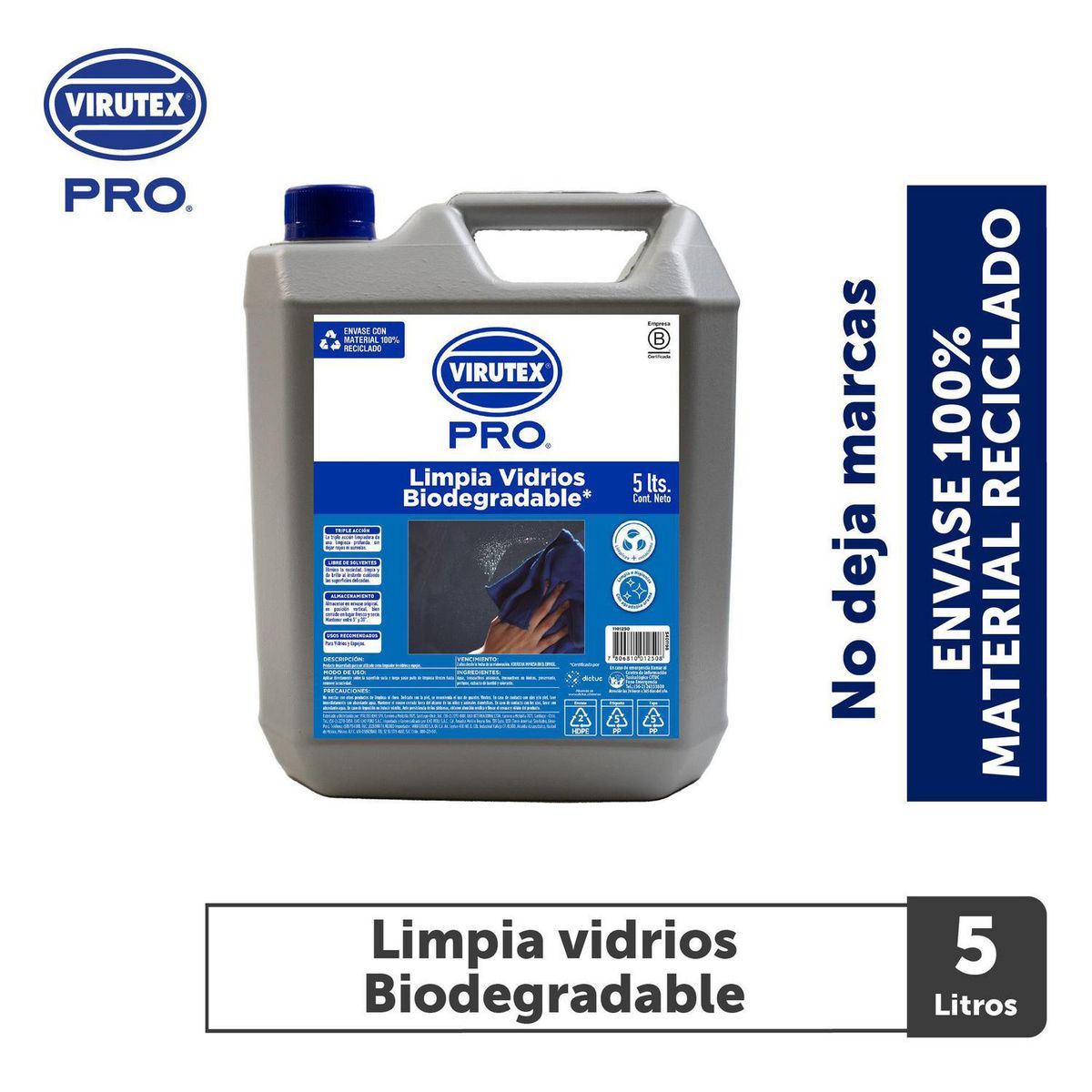 VIRUTEX - Limpiador de vidrios biobambu 5 L.