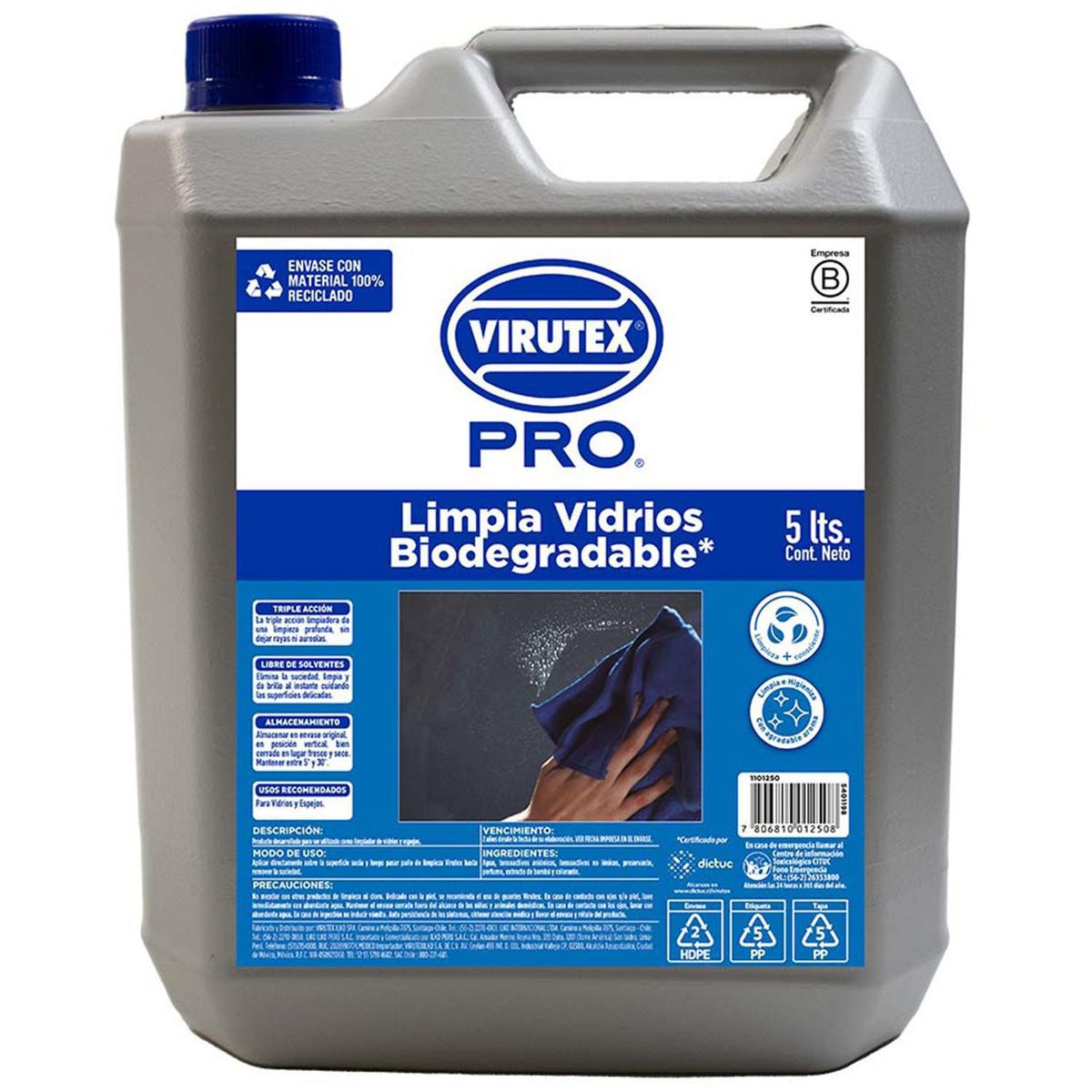 VIRUTEX - Limpiador de vidrios biobambu 5 L.