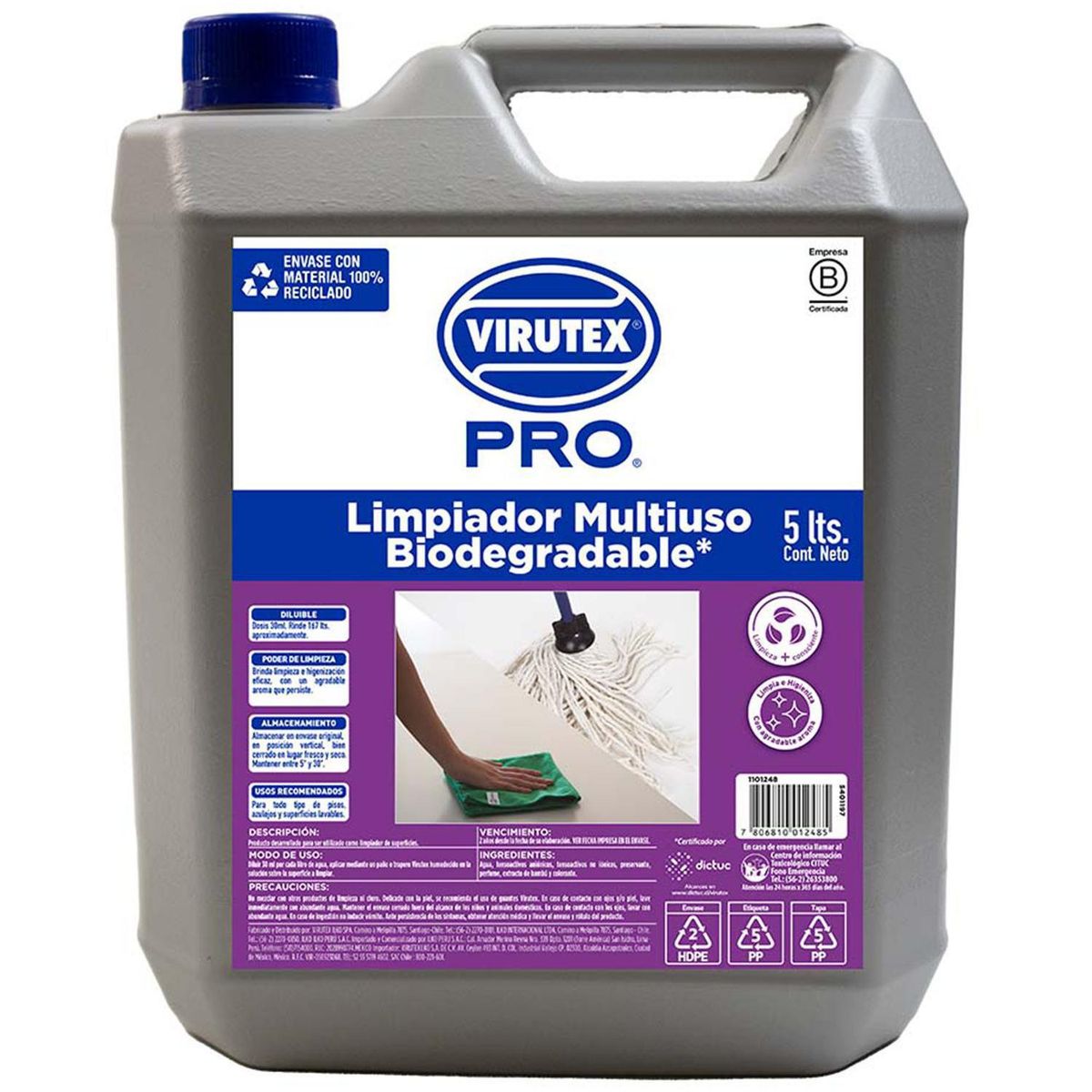 VIRUTEX - Limpiador multiuso biobambu 5 L.