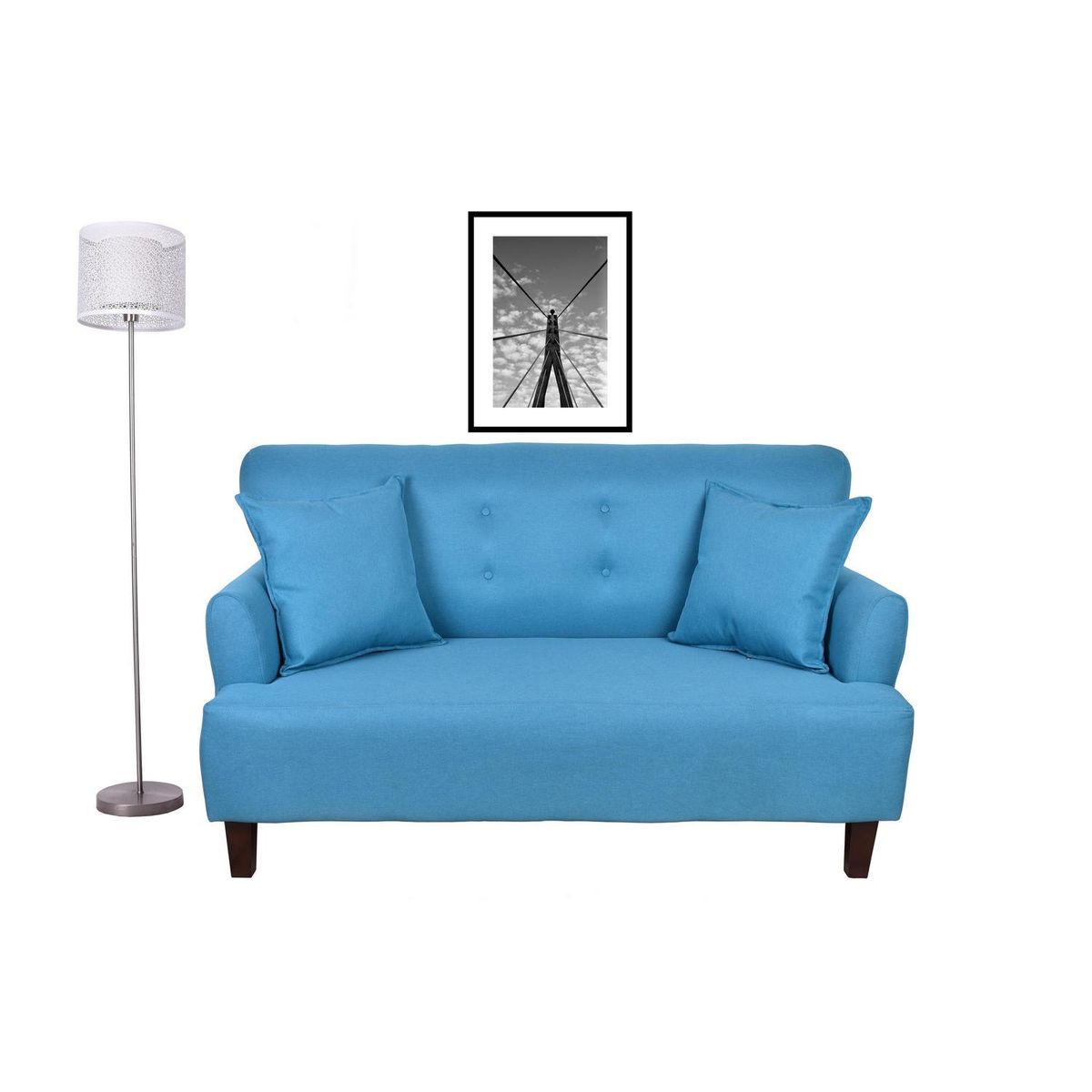 MASEL - Sofá 2 cuerpos MUSOYA2C29 150x95x80 cm Turquesa