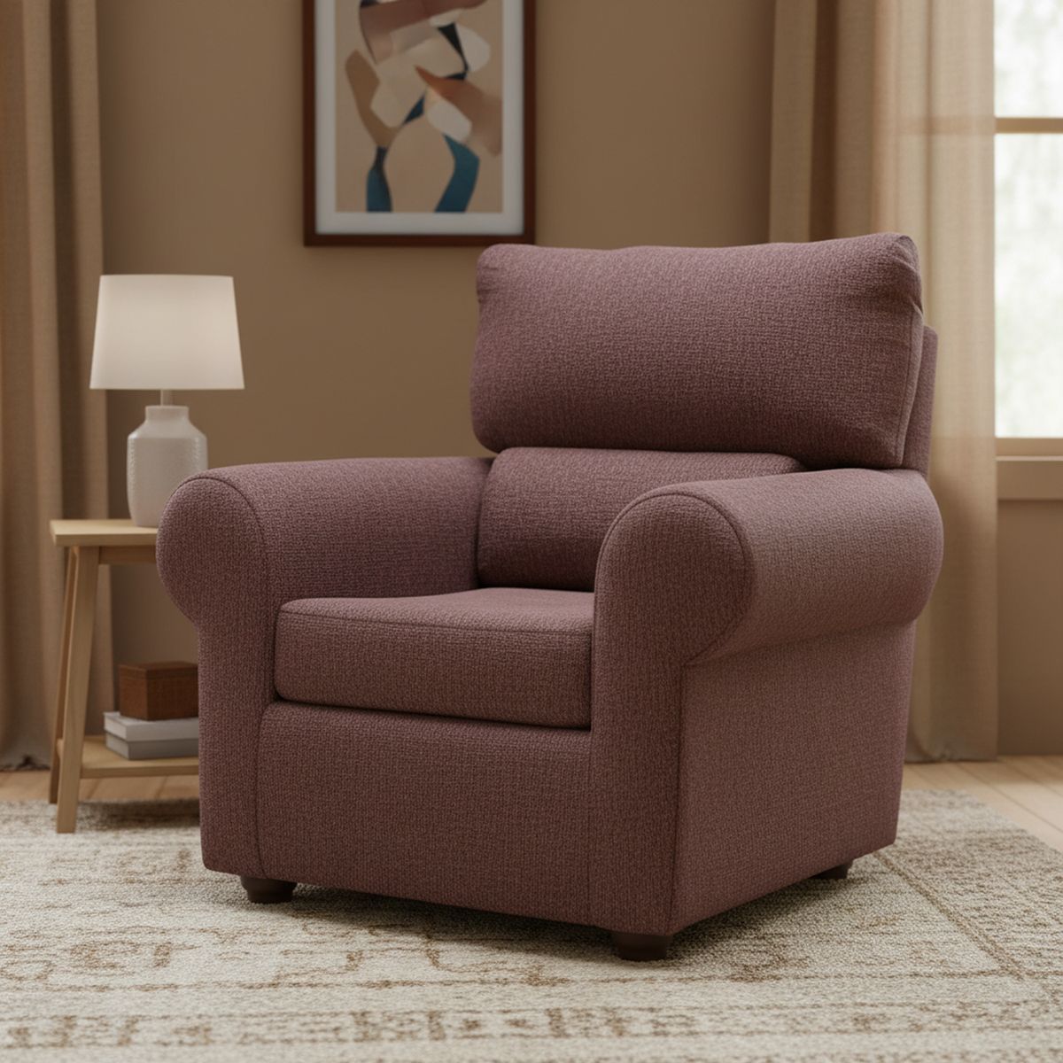 MASEL - Sillón 1 cuerpo MSBC1C9570 95x100x90 cm Café