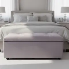 MASEL - Banqueta Baul Felpa Gris