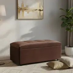 MASEL - Banqueta Baul Felpa Chocolate