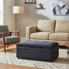 MASEL - Banqueta Baul Felpa Gris Osc