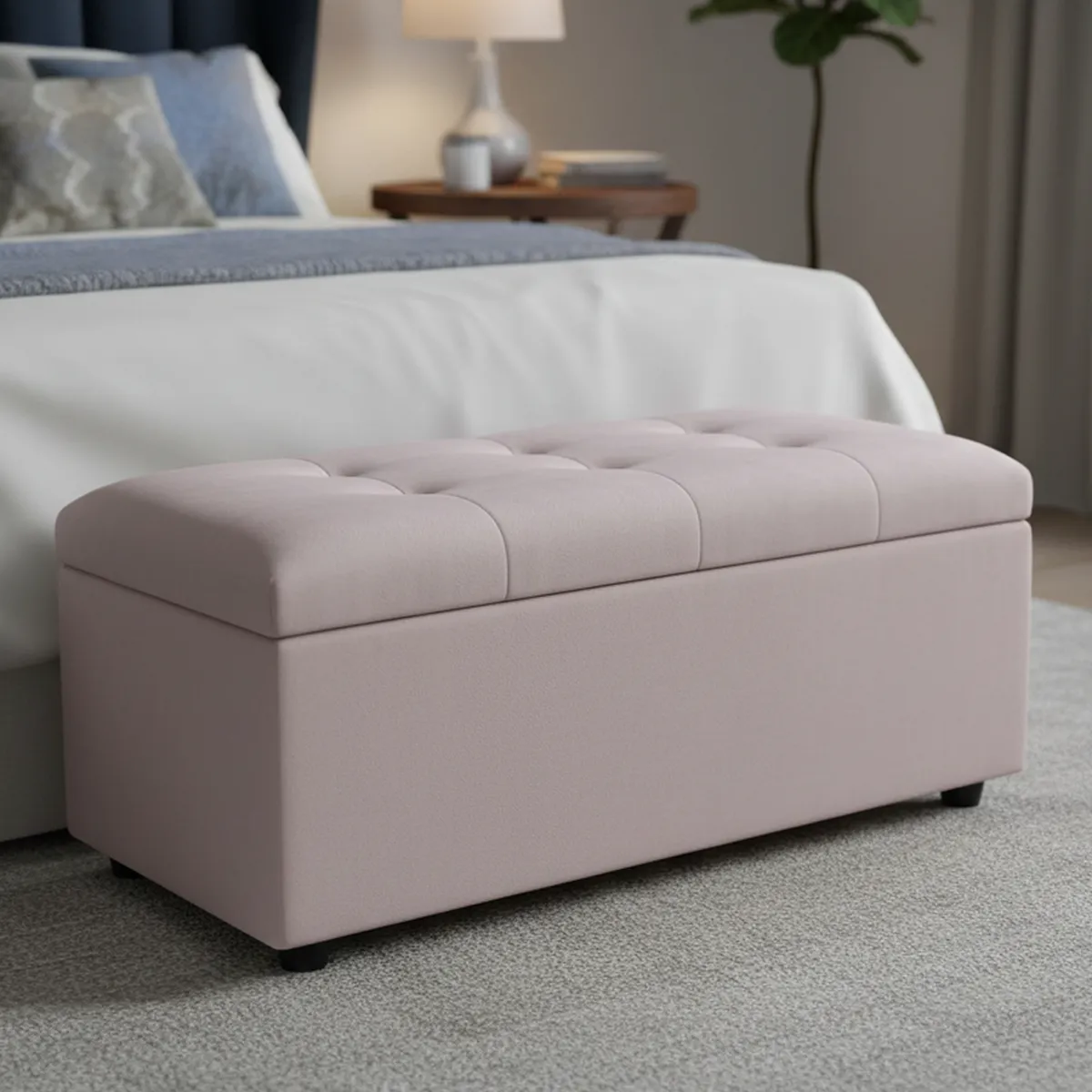 MASEL - Banqueta Baul Felpa Beige