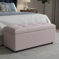 MASEL - Banqueta Baul Felpa Beige