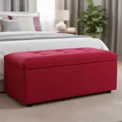 MASEL - Banqueta Baul Felpa Burdeo