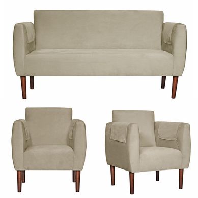 Juego de living flam 3.1.1. felpa beige