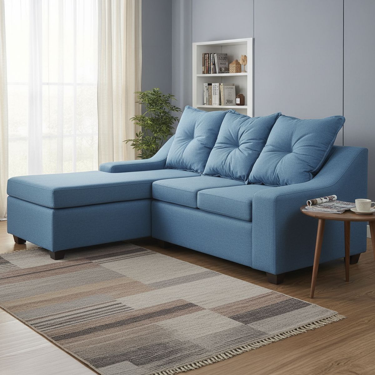 MASEL - Sofá Seccional 3 cuerpos MSVI3CIT29 155x90x195 cm Azul