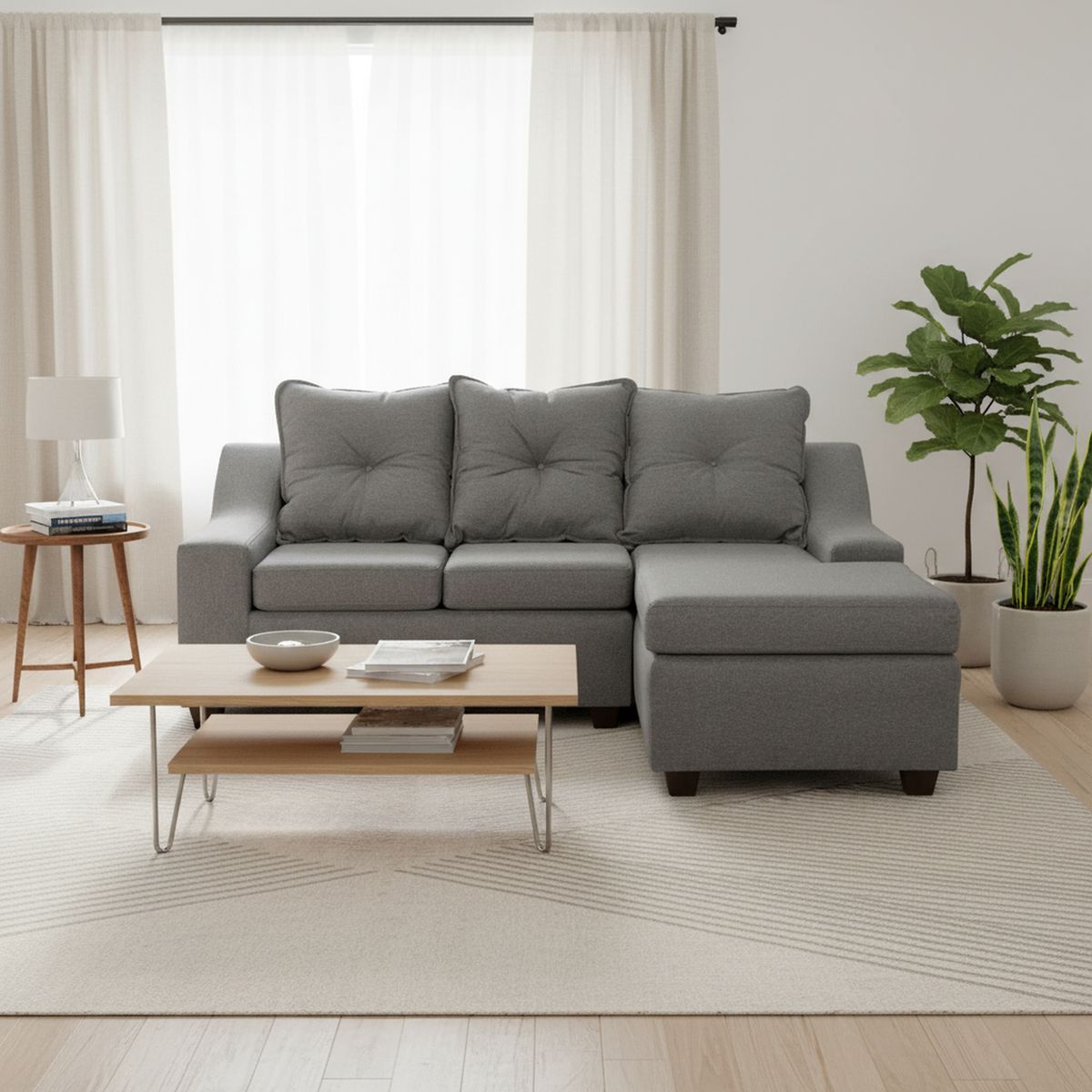 MASEL - Sofá Seccional 3 cuerpos MSVI3CDT51 155x90x195 cm Gris