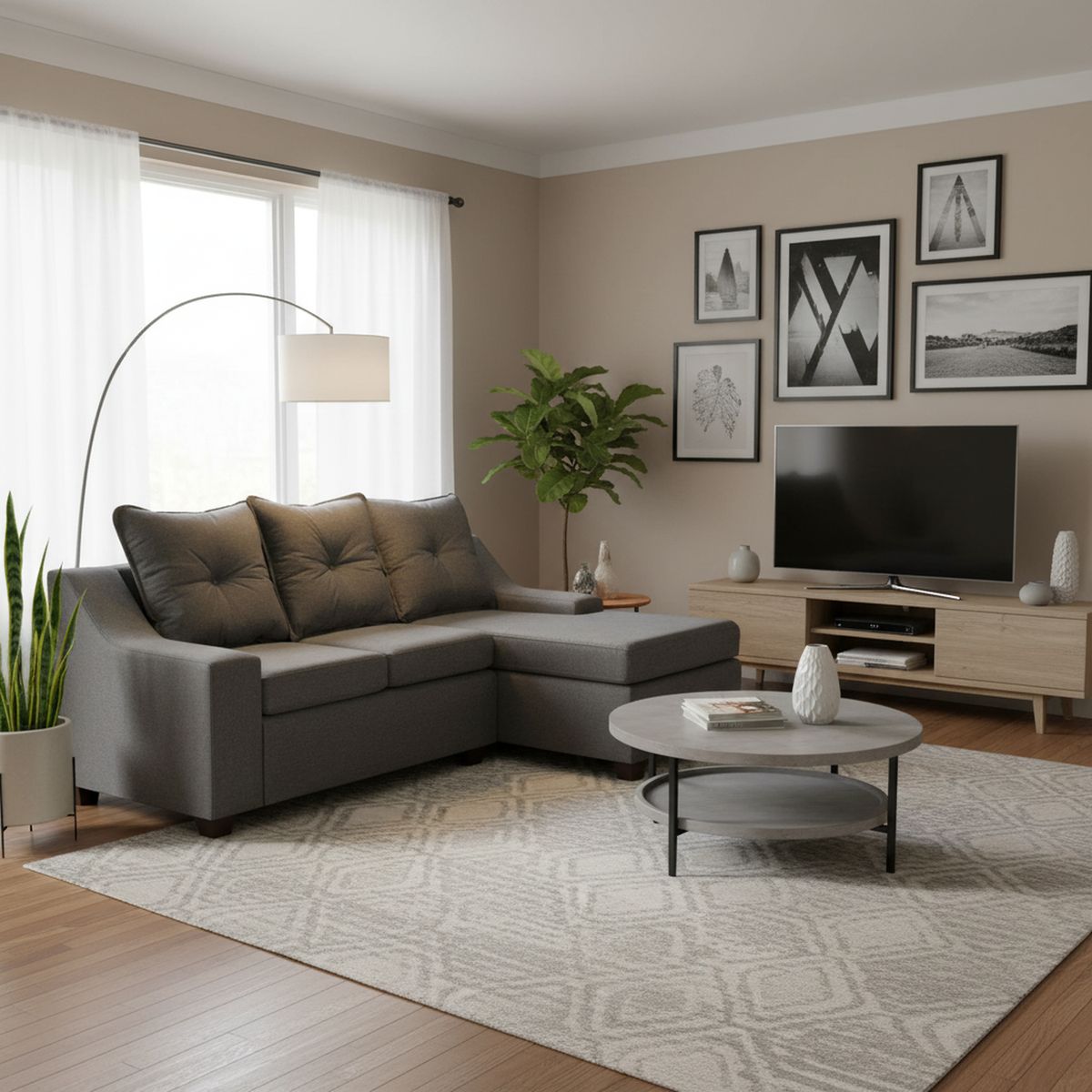 MASEL - Sofá Seccional 3 cuerpos MSVI3CDT54 155x90x195 cm Gris