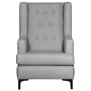 Poltrona alta botones tela gris