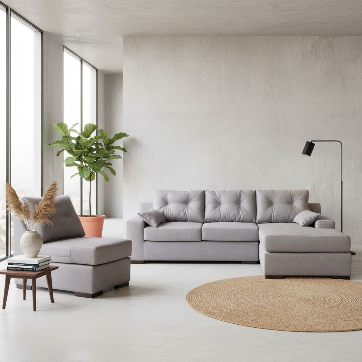 MASEL - Sofá Seccional 4 cuerpos MUSEMDLU51 155x95x300 cm Gris