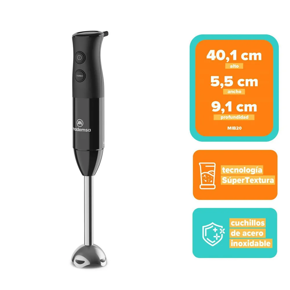 Mademsa Minipimer 3 en 1 Granite Black MIB20, foto 8