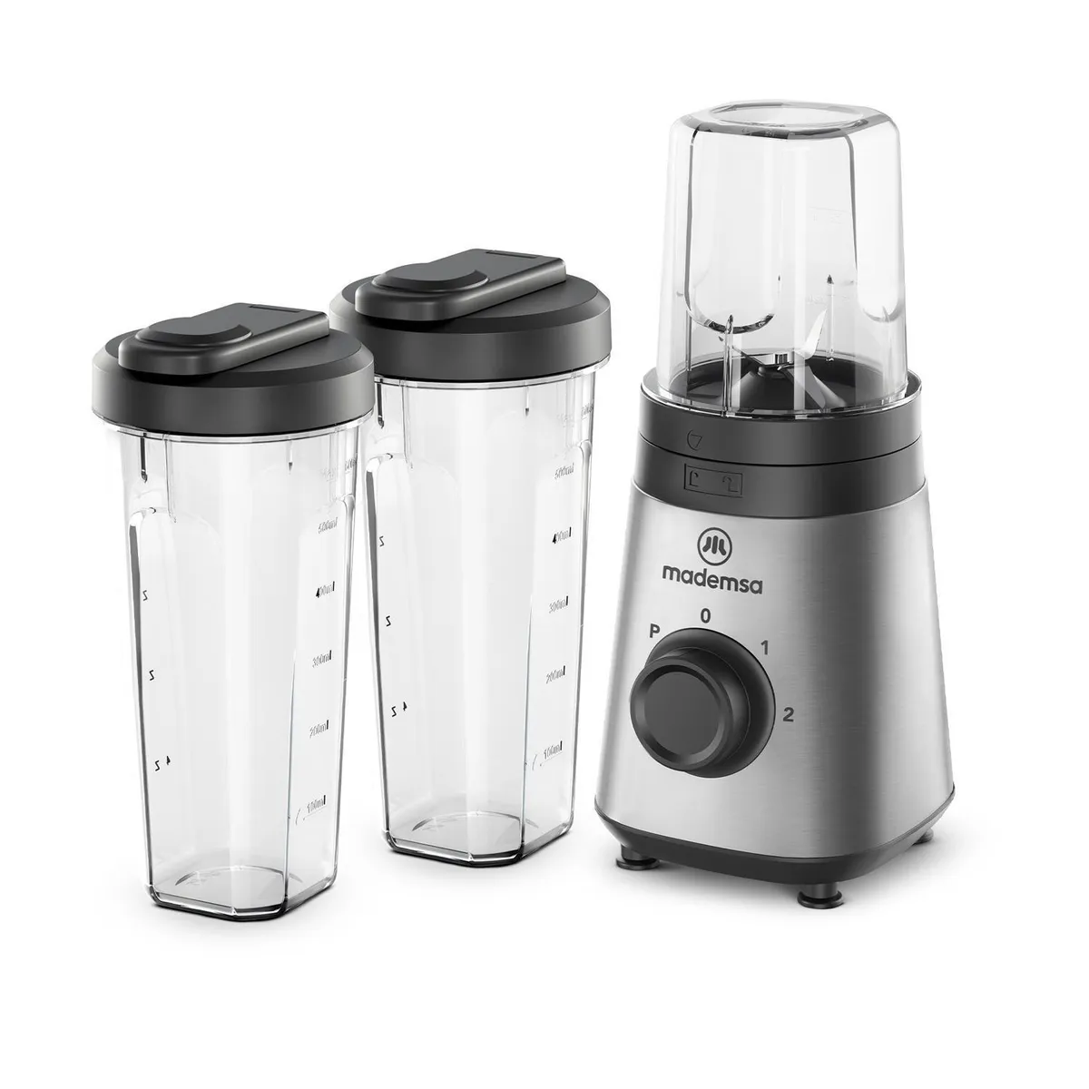 MADEMSA - Licuadora 0.6 Litros Silver + Granite Gray MBL30