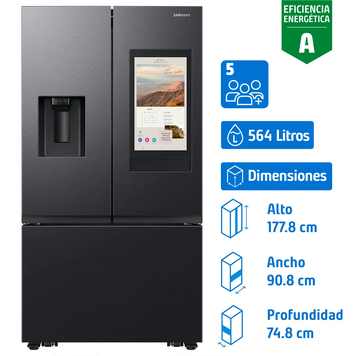 SAMSUNG - Refrigerador French Door No Frost 564 Litros Black DOI RF27CG5910B1ZS