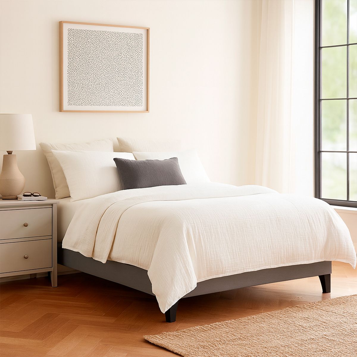 ROSEN - Set Base Cama Base Gris 2 plazas Gris