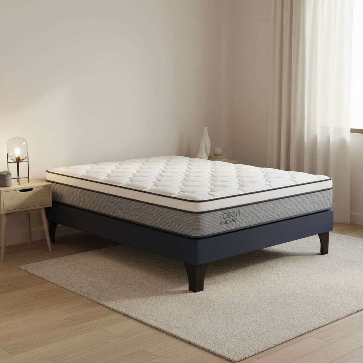 ROSEN - Cama 2 plazas Europea Indie Azul