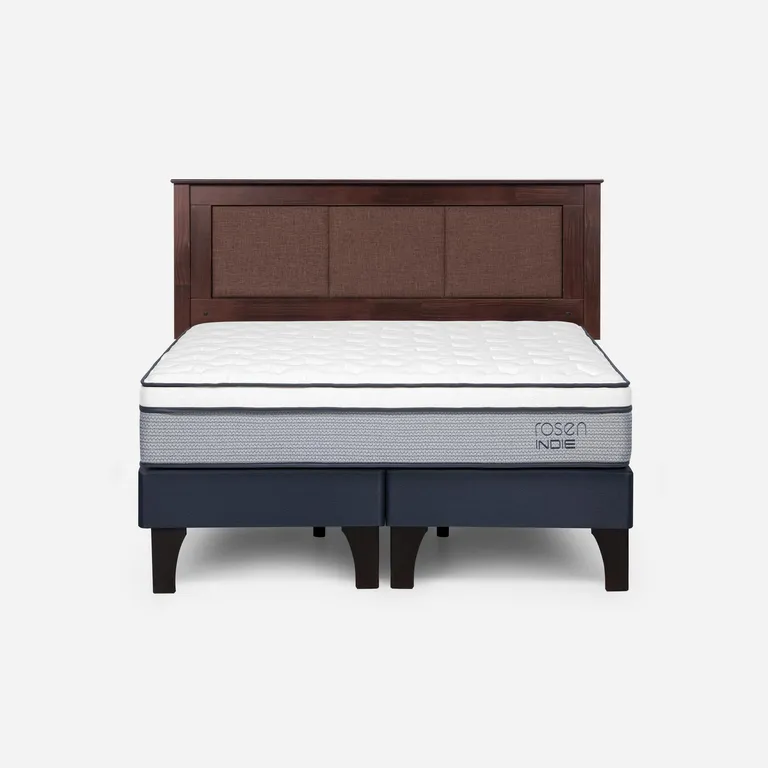 Cama 2 Plazas Europea Indie Base Dividida + Respaldo