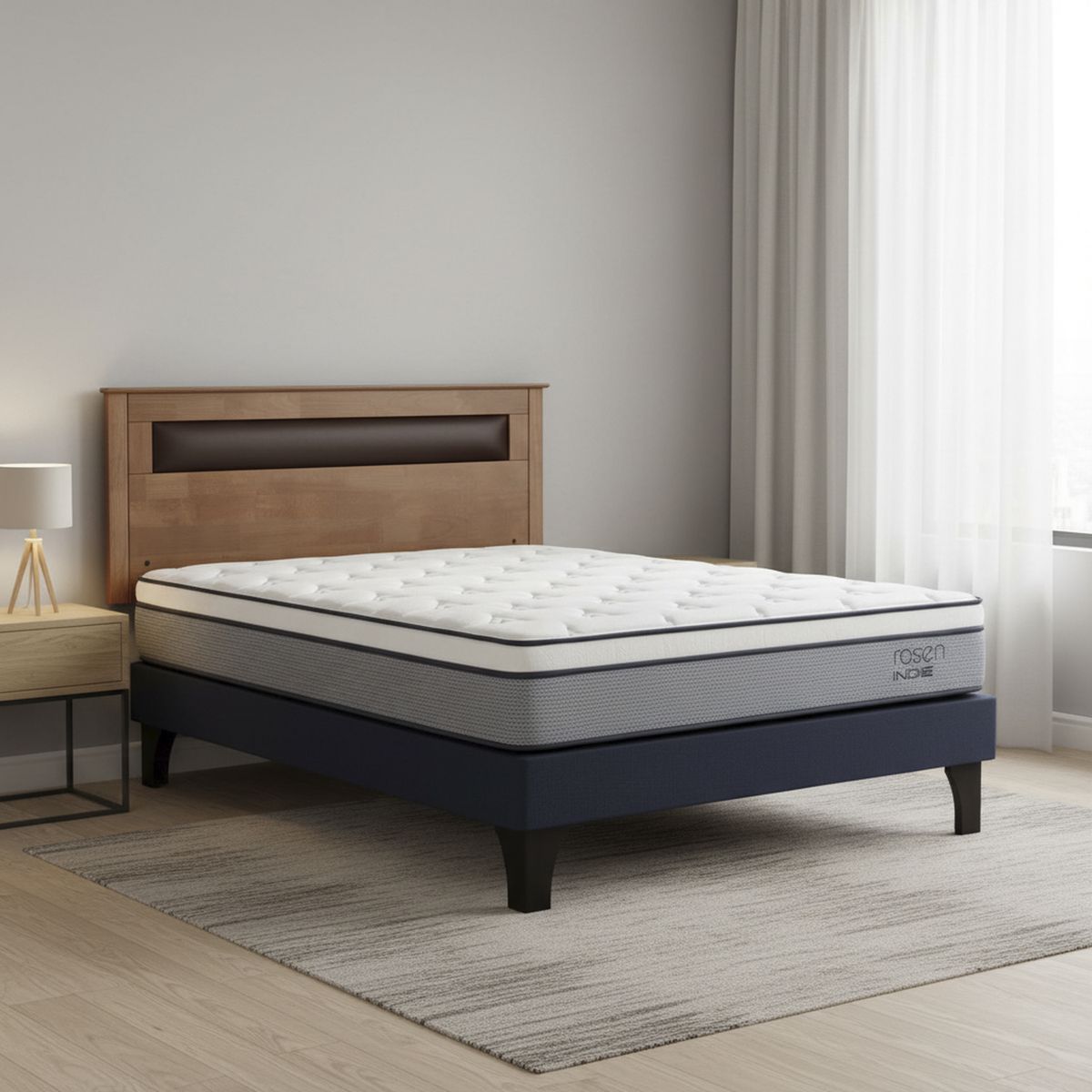 ROSEN - Cama 2 plazas de Estructura Indie Azul