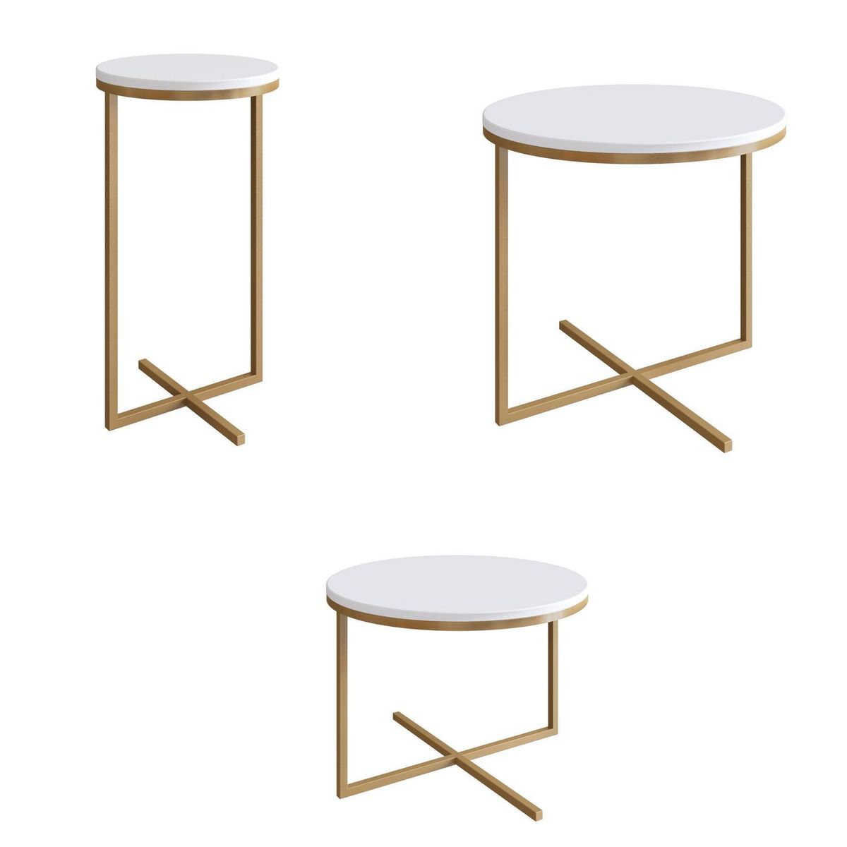 DECOCASA - Set 3 mesas Volpi gold