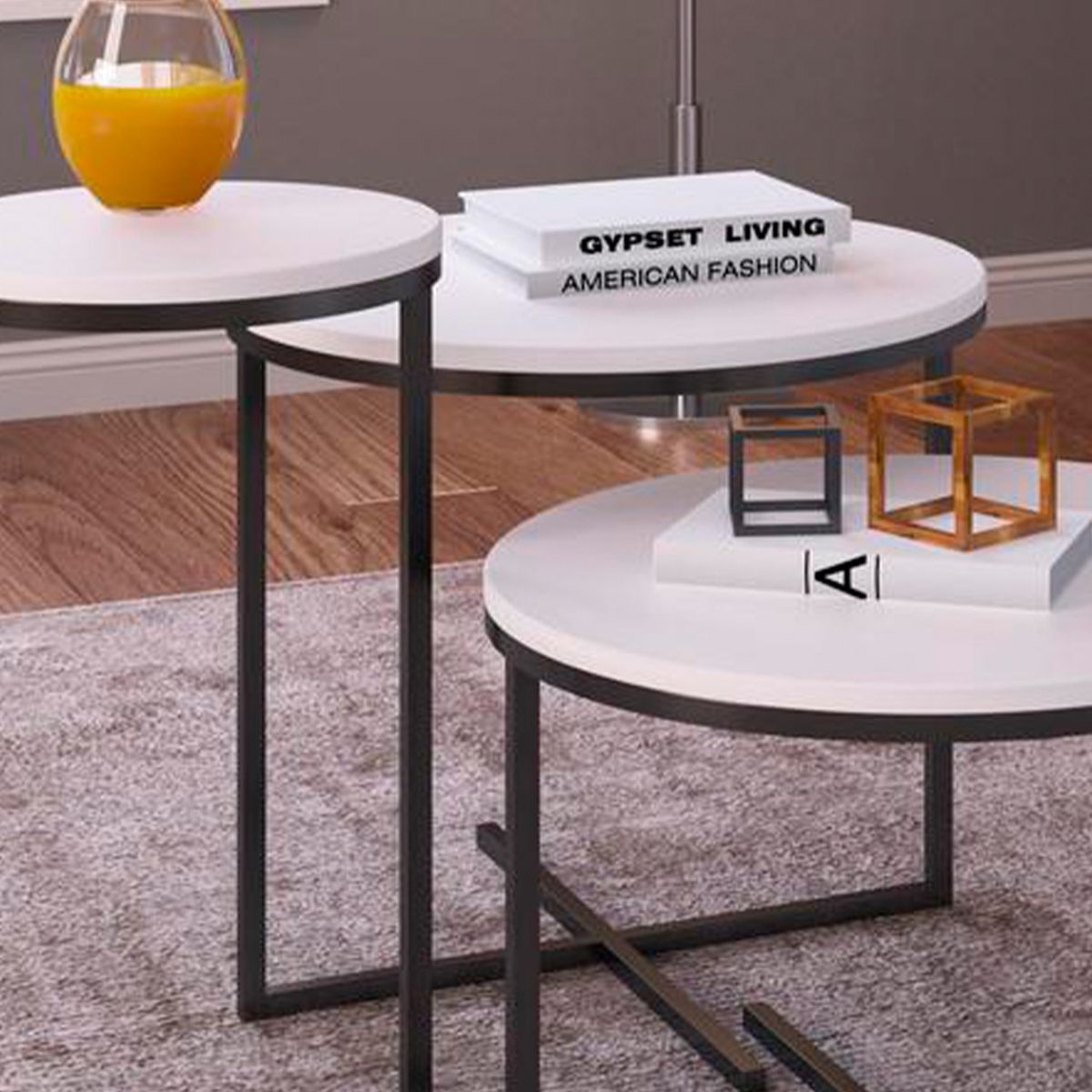 DECOCASA - Set 3 mesas Volpi negro