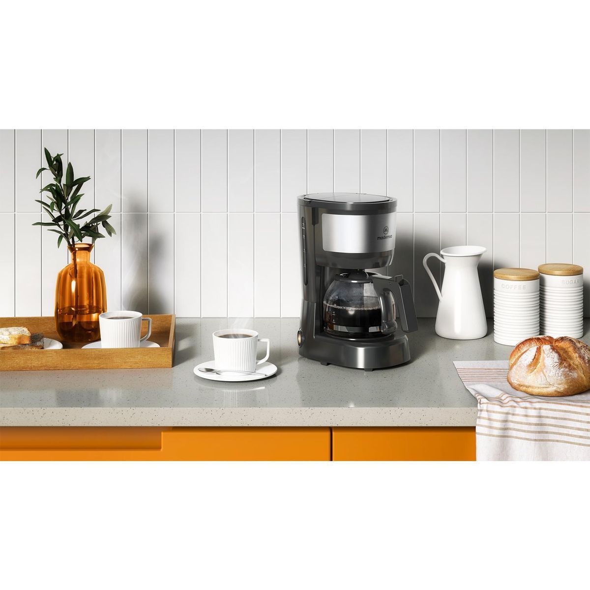 MADEMSA - Cafetera Eléctrica 600 ml 600 W Granite Gray