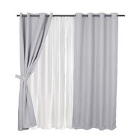Set Cortina Blackout Emb. 8 piezas argollas 140x220 cm Gris Frutillar