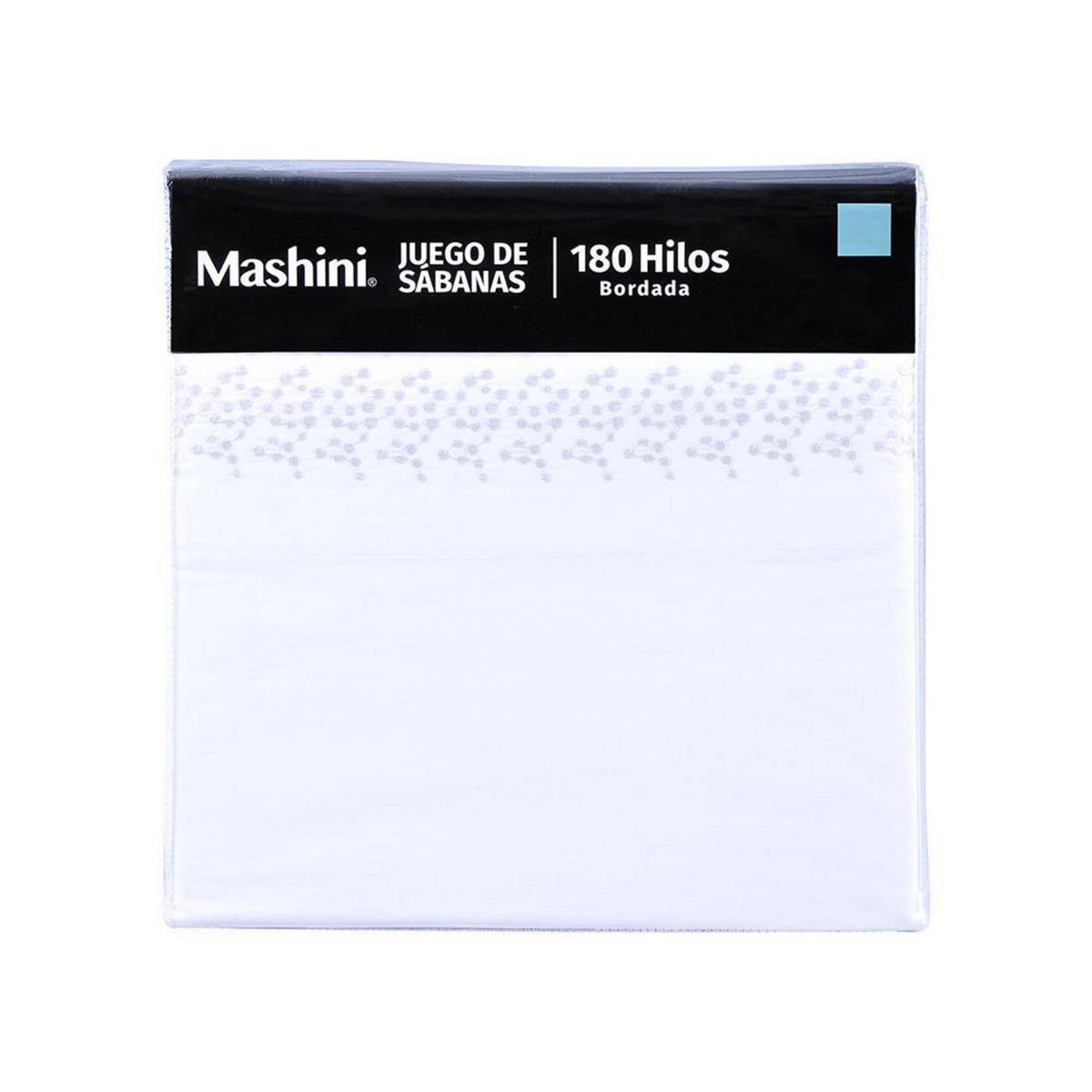 MASHINI - Sábana Bordada 2 plazas 180 Hilos Blanco/ Plata