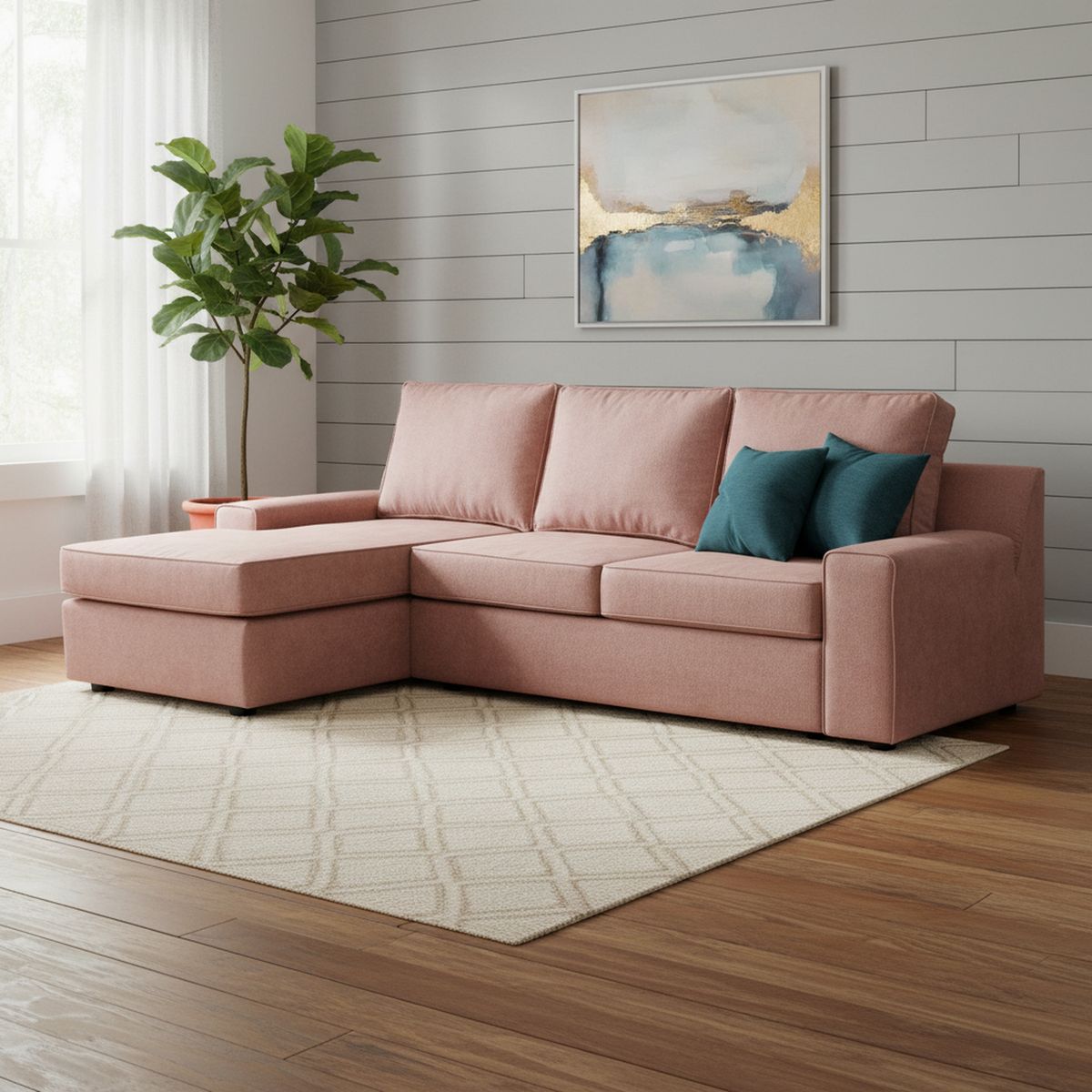 INTERMUEBLES - Seccional cama Burano izquierdo 133 cm rosa